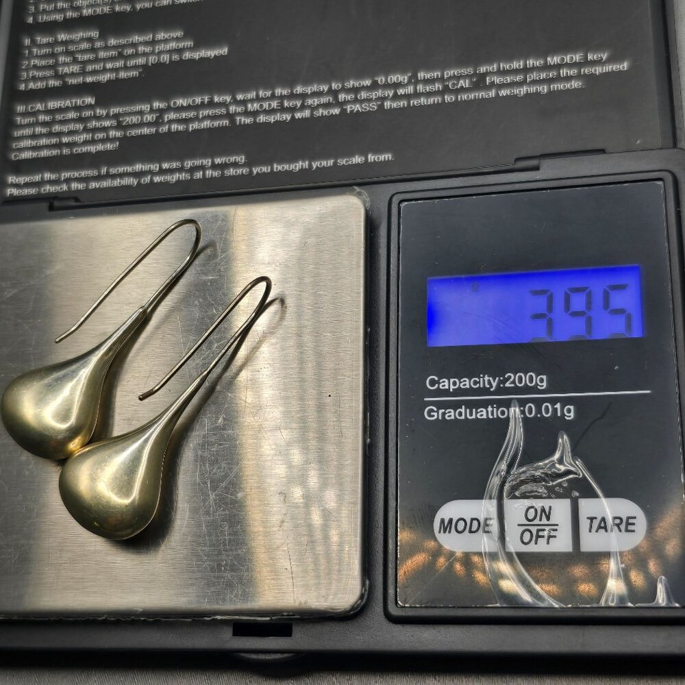 VTG Sterling Silver 925 Puffy Teardrop Dangle Earrings 1.5" Pillow Style 3.95g - Picture 4 of 5